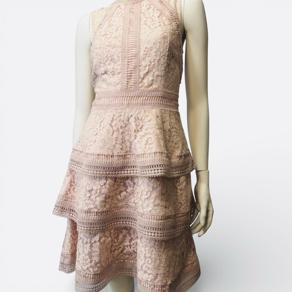 Eliza J‎ Blush Lace Fit & Flare MIDI Cocktail Party Dress Size 6